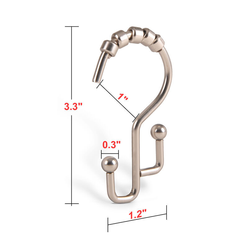 12-Piece Resistant Stepped Metal Double Shower Curtain Hooks image number 5