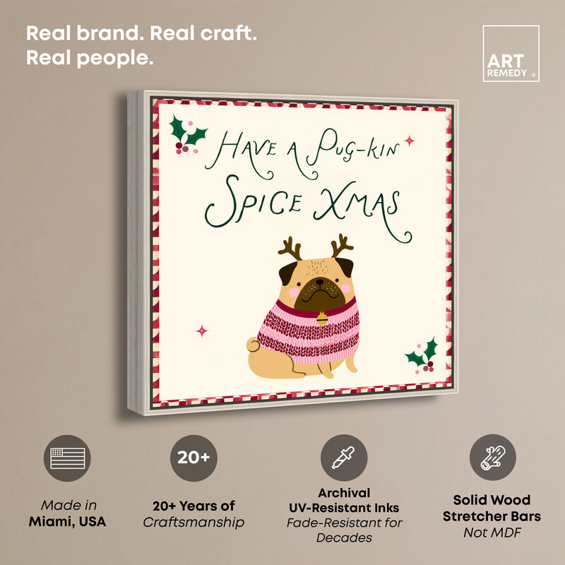 Spicy Pugmas Animals Canvas Print by Art Remedy image number 2