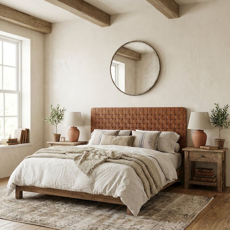 Vegan Leather Full Headboard with Texturedand Durable Frame image number 2