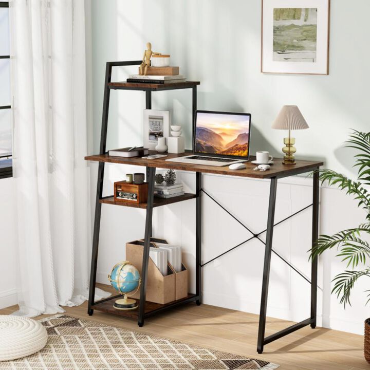Hivvago Computer Desk with Shelves and 3-Tier Storage Bookshelf