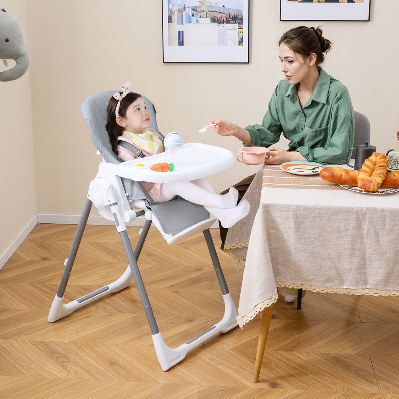 Compact Baby High Chair with Adjustable Height and Reclining Backrest image number 1