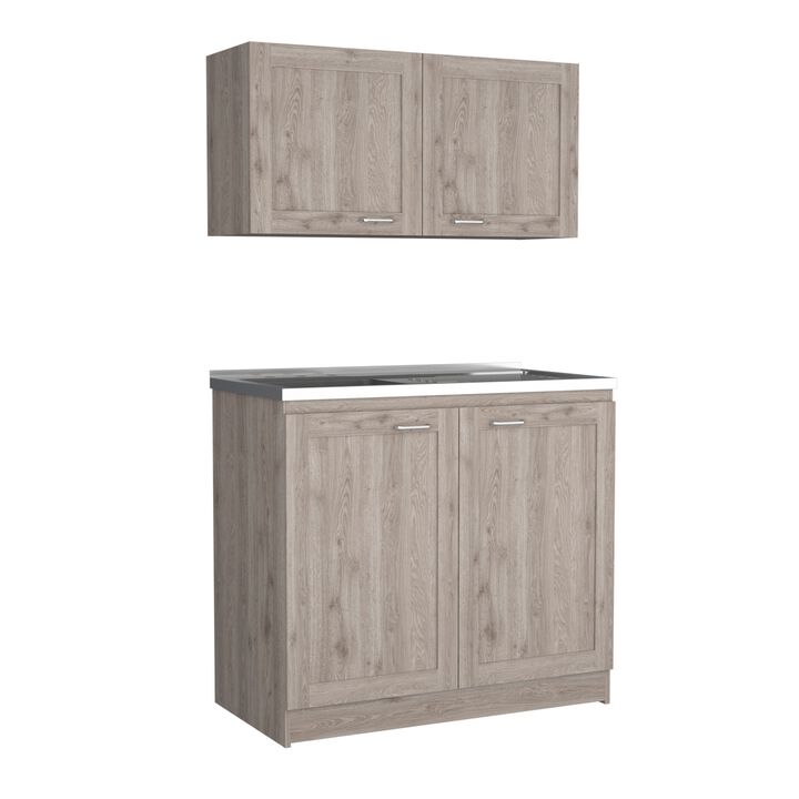 Zurich Cabinet Set, Two Shelves -Light Gray