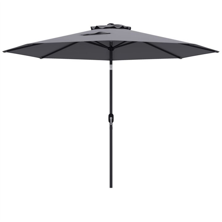 10 Feet Outdoor Patio Umbrella with Tilt Adjustment and Crank-Gray