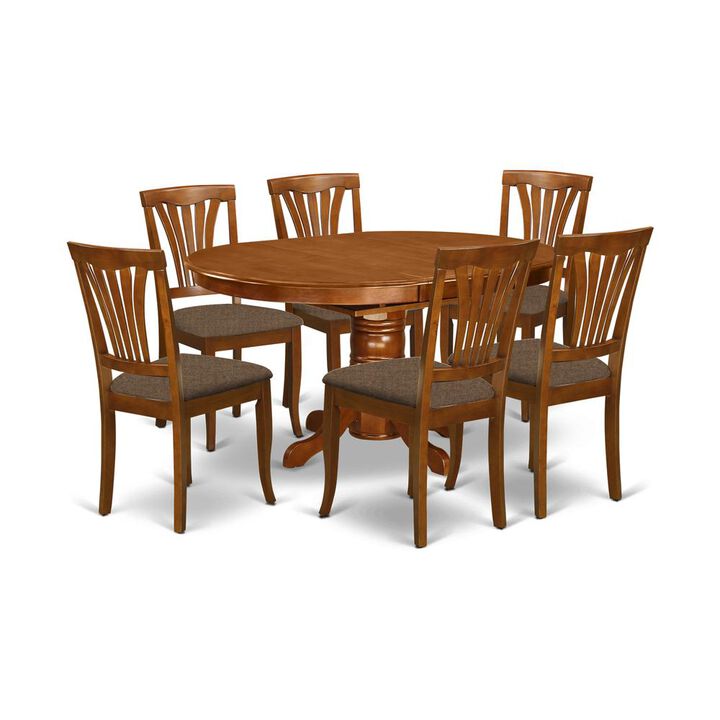 7 Pc Avon Dinette Table Set &ndash; Featuring Leaf and 6 Cushioned Kitchen Chairs