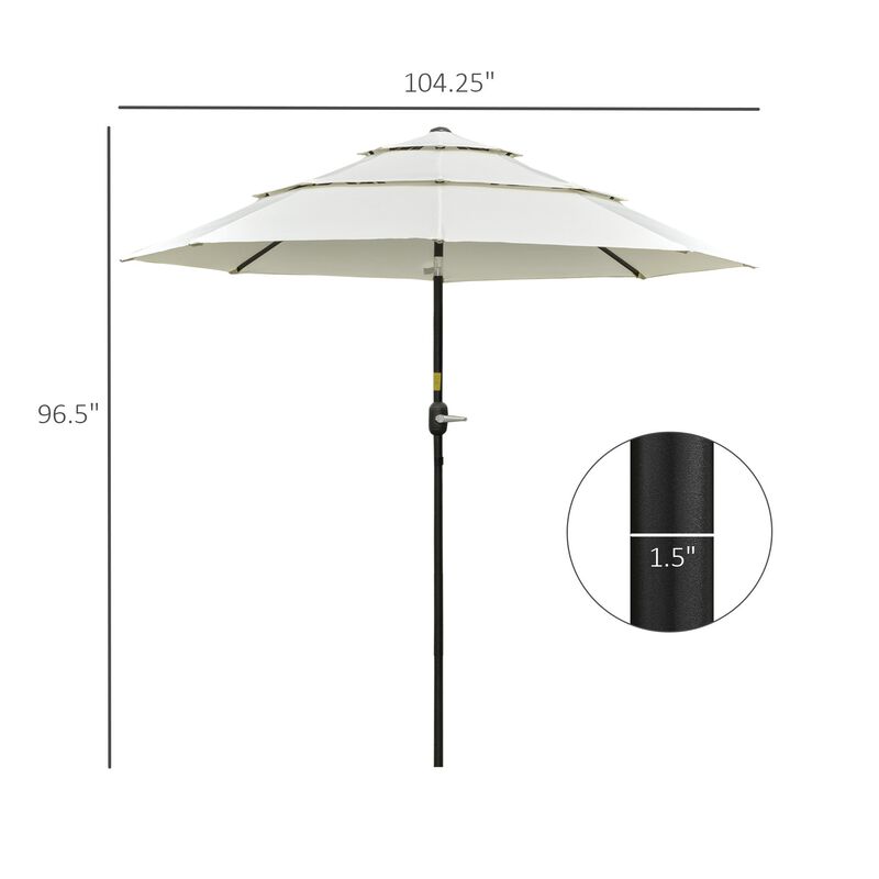 Beige Patio Canopy: 9ft 3-Tier Umbrella with Crank and Tilt