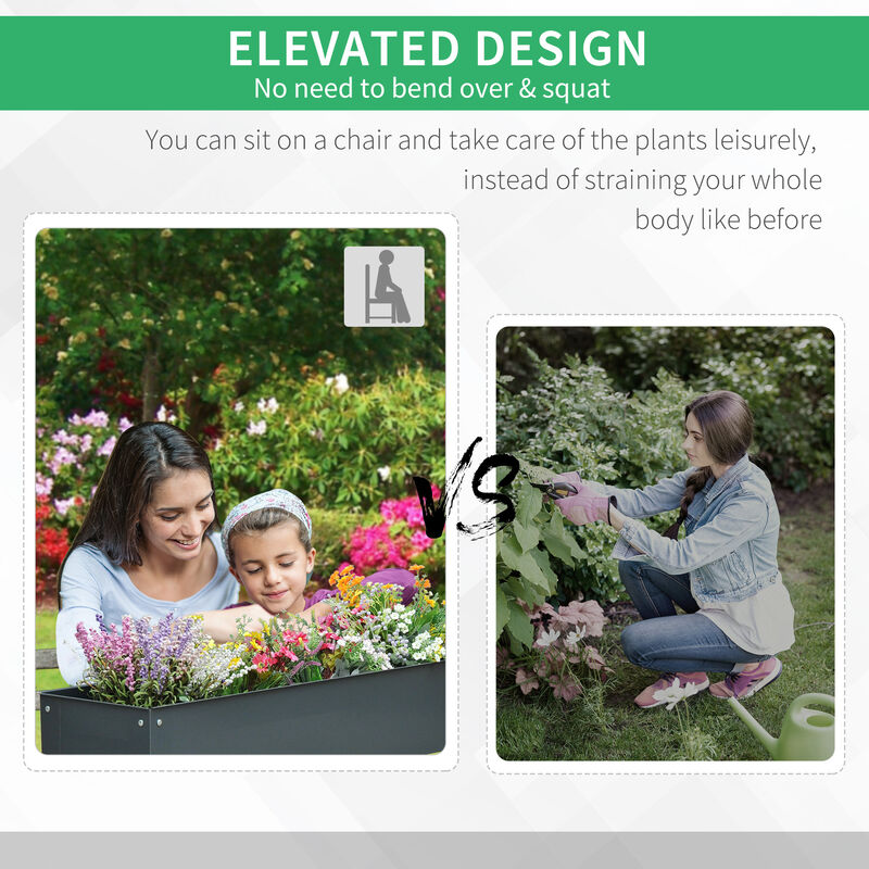 Hivvago Raised Garden Planter Metal Box with Drainage Holes image number 6
