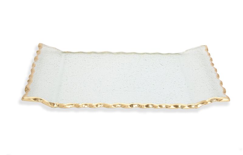 Glass Oblong Tray with Gold Edge