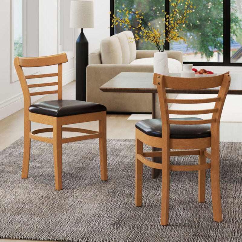 Wooden Dining Chair Set of 2 with Solid Rubber Wood Legs for Restaurant image number 1