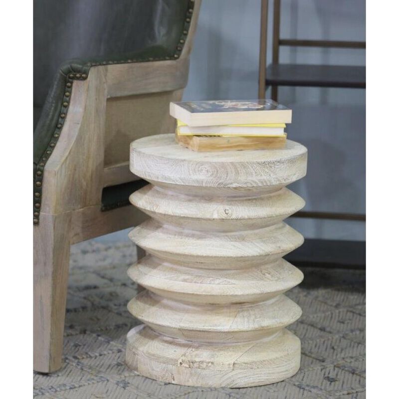 Hivvago 18 Inch Brown Solid Wood Round End Table