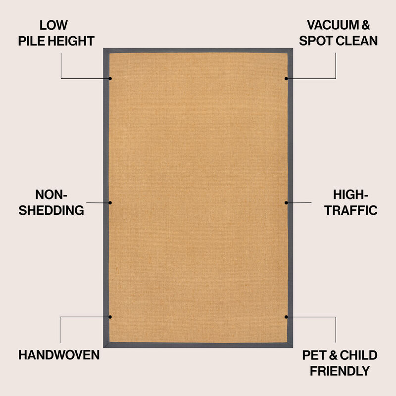 Camden Farmhouse Cottage Border Jute Area Rug