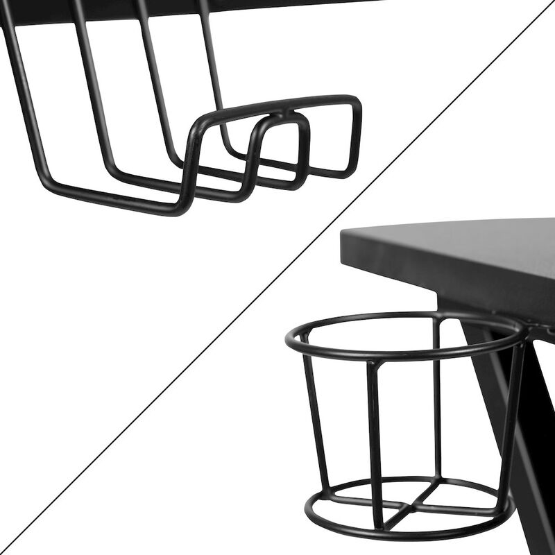 Flash Furniture Black Gaming Desk and Pink/Black Racing Chair Set image number 9