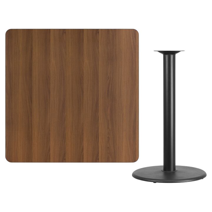 Flash Furniture 42'' Square Mahogany Laminate Table Top with 24'' Round Bar Height Table Base