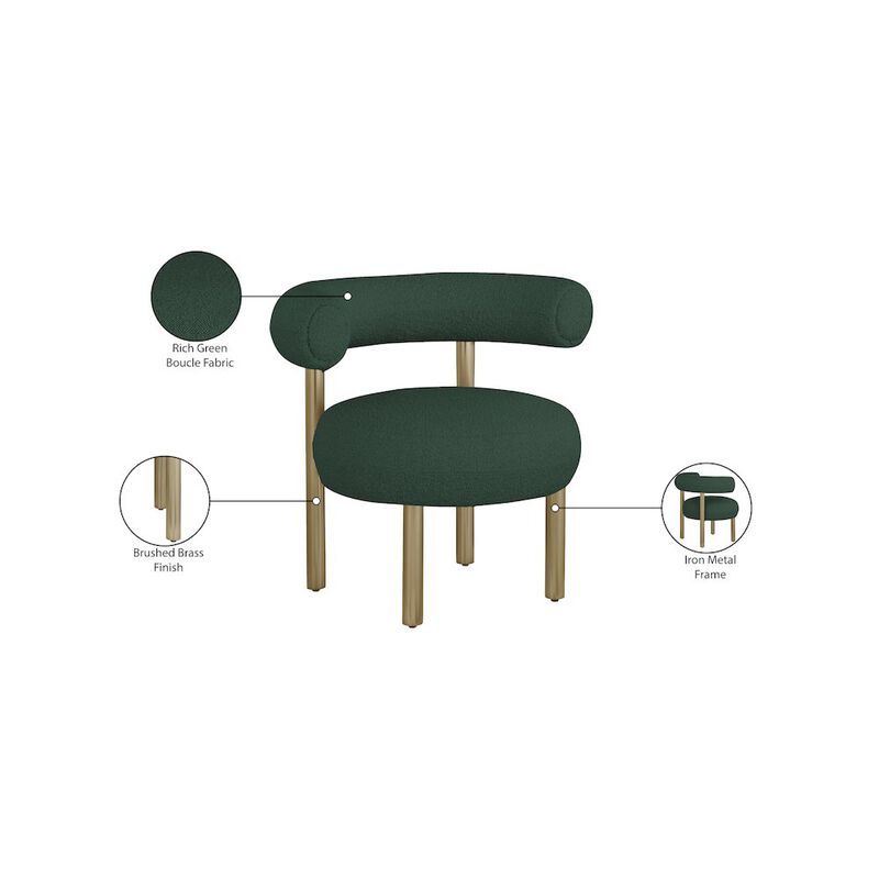 Meridian Furniture Bordeaux Green Boucle Fabric Accent Chair