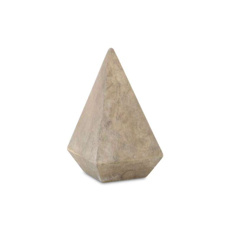 HomeRoots 4" Natural Solid Wood Pyramid Decorative Sculpture image number 3