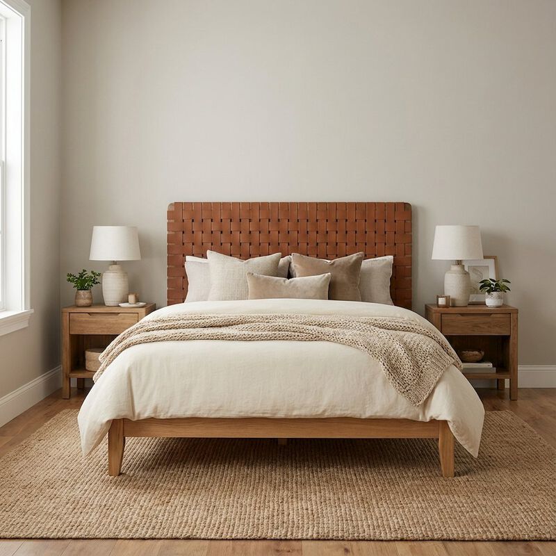 Vegan Leather Full Headboard with Texturedand Durable Frame image number 3