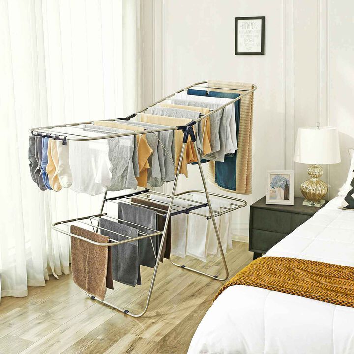 BreeBe Clothes Drying Rack with Adjustable Shelves
