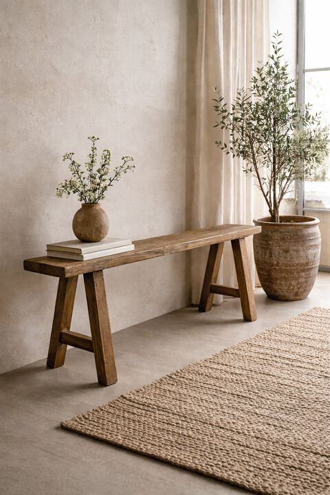 Vintage Reclaimed Accent Bench in Natural Wood