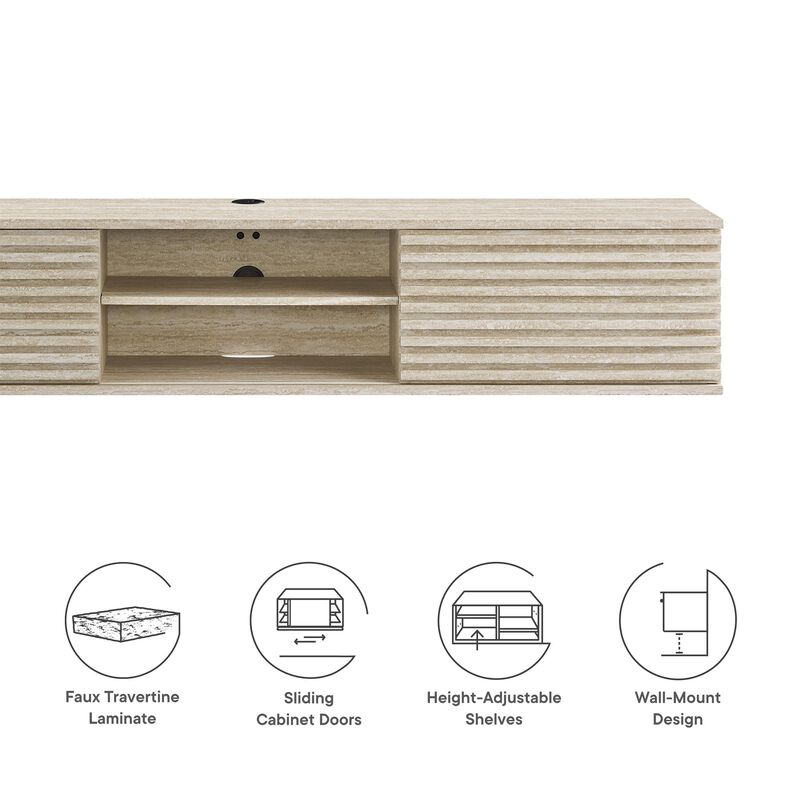 Modway Render Faux Travertine 71 Inch Floating TV Stand in Travertine image number 1