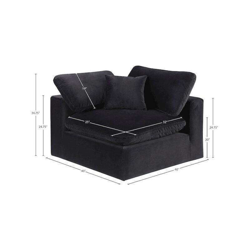 Meridian Furniture Comfy Black Velvet Modular Corner Chair