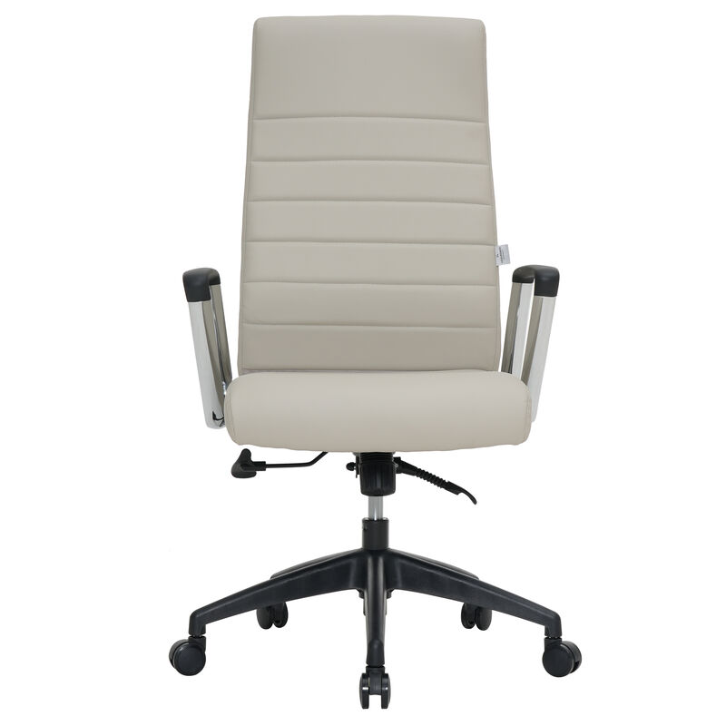 LeisureMod Hilton Modern High Back Leather Conference Office Chair with Adjustable Height & Swivel &ndash; Ergonomic and Stylish Office Seating