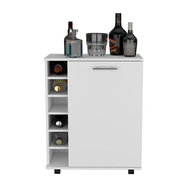 DEPOT E-SHOP Tilden Bar Cart Sleek Mobile Cocktail Station with Built-in Bottle Storage, Black