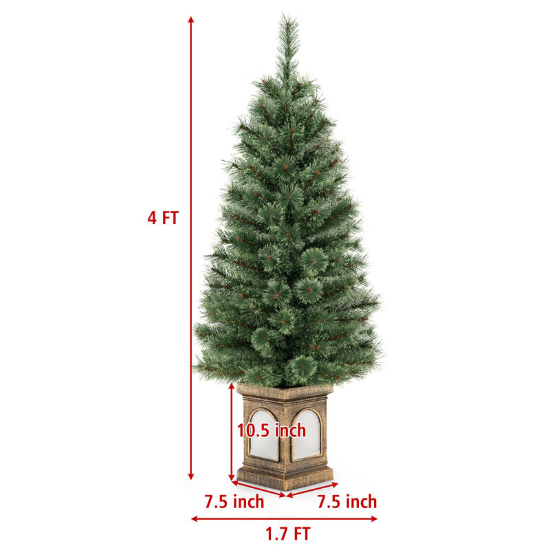 Pre-Lit Potted Christmas Tree with Pine Needles for Festive and Compact Holiday Decor image number 4