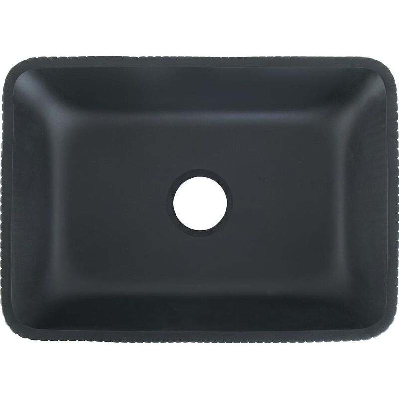Castello USA Modern Stripe Matte Black Tempered Glass Crystal Rectangular Vessel Sink