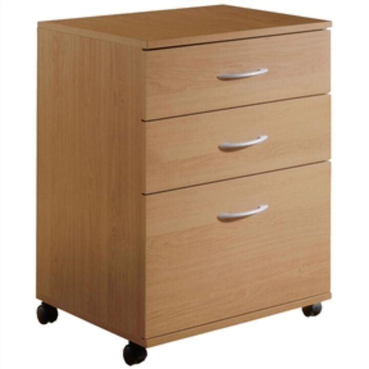 Hivvago Contemporary 3 Drawer Mobile Filing Cabinet in Natural Maple Finish