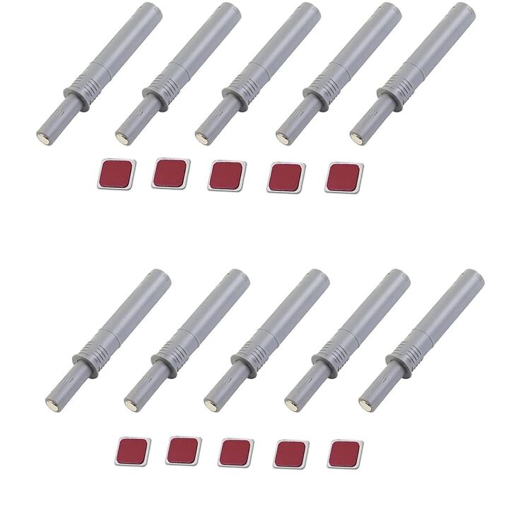 bjsdkff 10PCS Magnetic Push Latches for Cabinet Push to Open Door Latch, Gray Soft Quiet Close Closers, Plastic Damper Buffer Pu