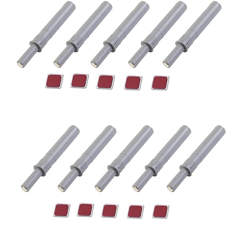 bjsdkff 10PCS Magnetic Push Latches for Cabinet Push to Open Door Latch, Gray Soft Quiet Close Closers, Plastic Damper Buffer Pu