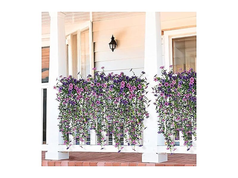 Artificial Fake Hanging Flowers Plants Outdoor Summer Decor 2 Pack Faux Silk UV image number 3