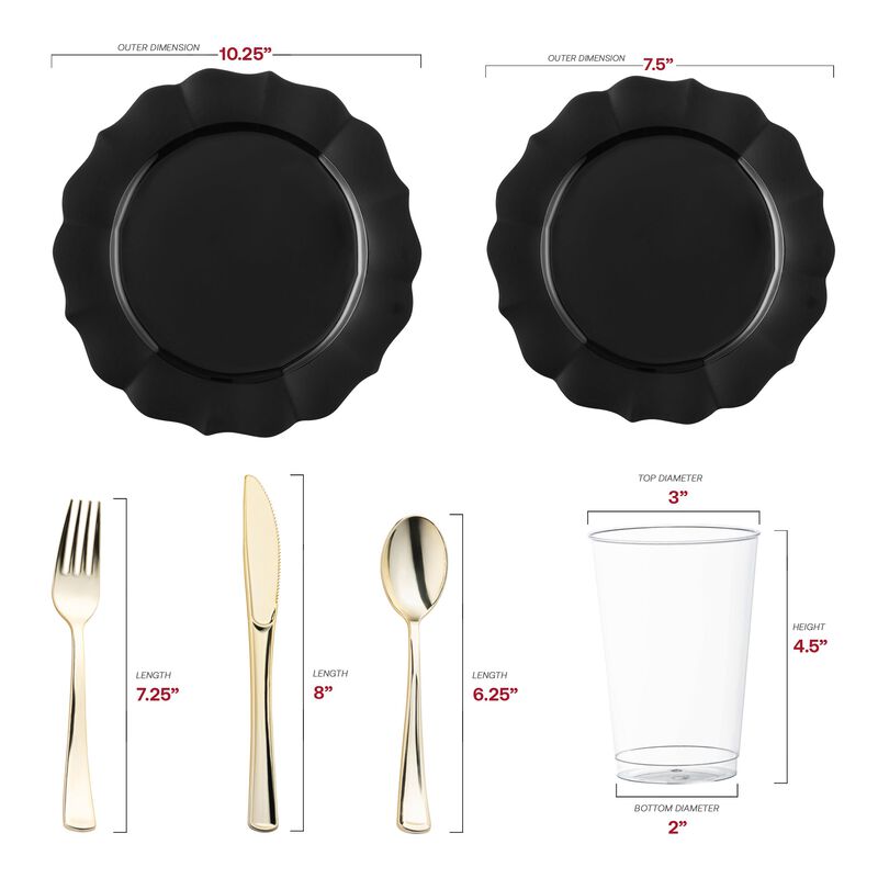 Black Round Lotus Plastic Wedding Value Set image number 2