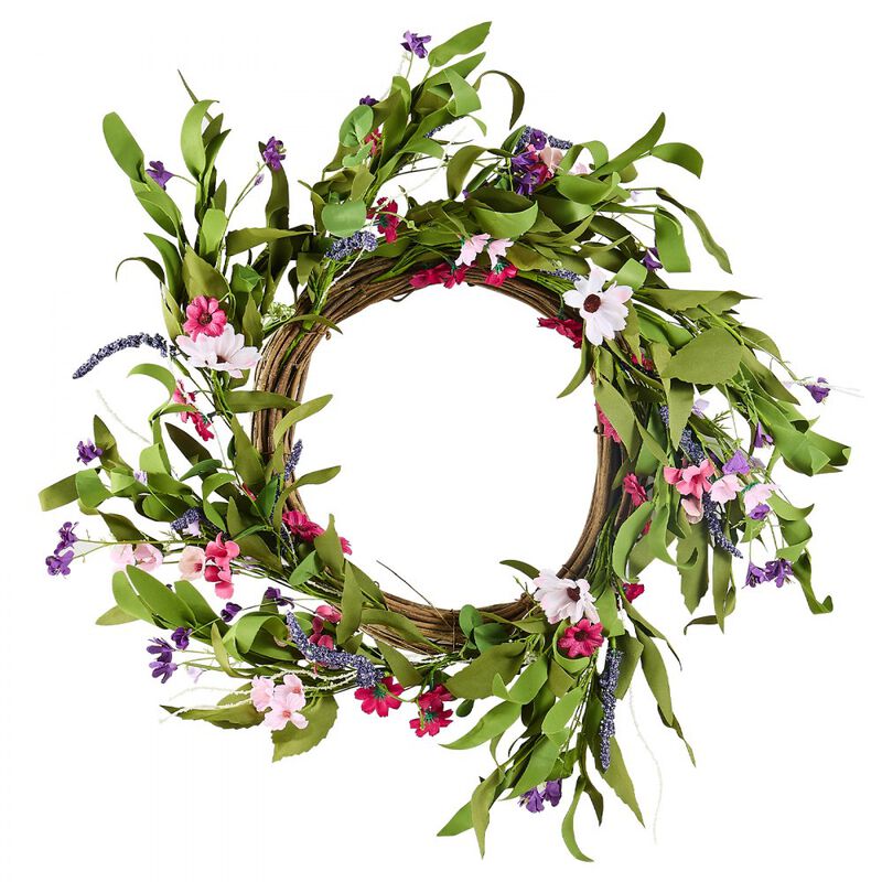 Artificial Daisy Wreath for Front Door or Wall, Year-Round Floral Decoration