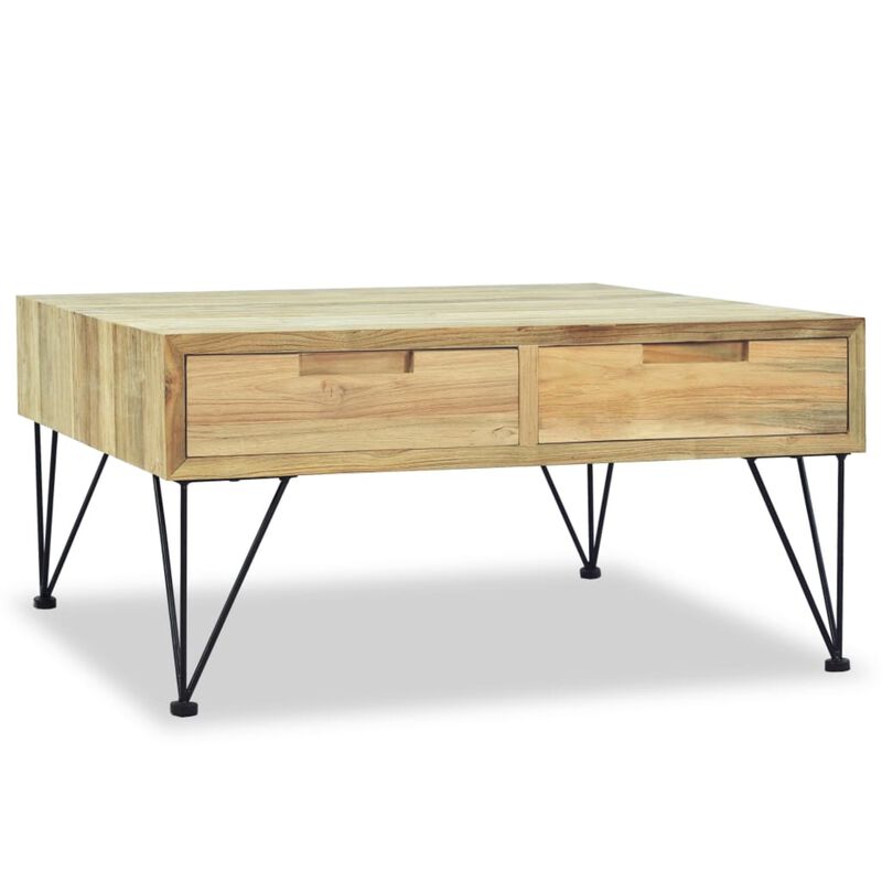 vidaXL Coffee Table 31.5"x31.5"x15.7" Solid Teak