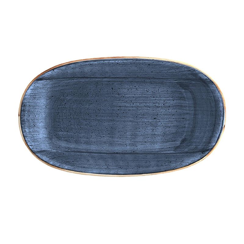 Dusk 7.5" x 4.25" x h:1" Oval Blue Porcelain Platter (Set of 2)