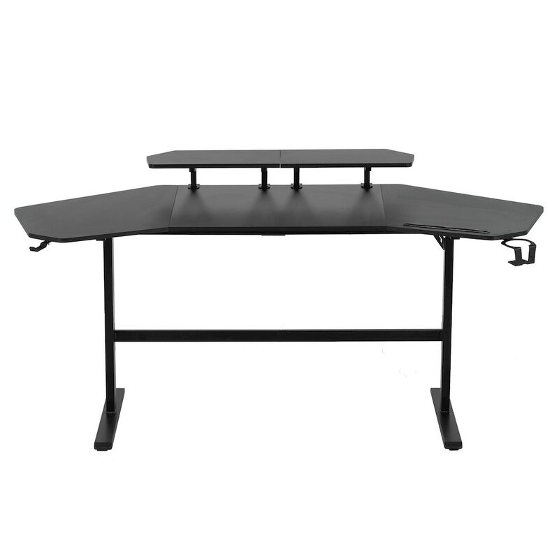 Gaming Desk with Shelves & Accessory Holder, Black