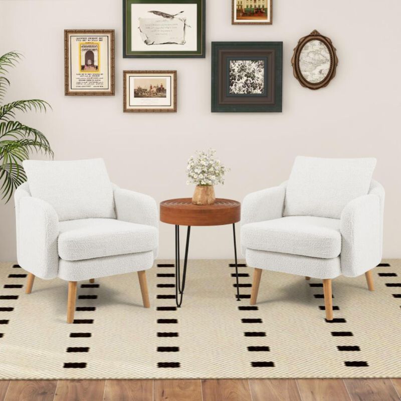 Hivvago Sherpa Accent Chair Modern Living Room Chair with Seat Cushion