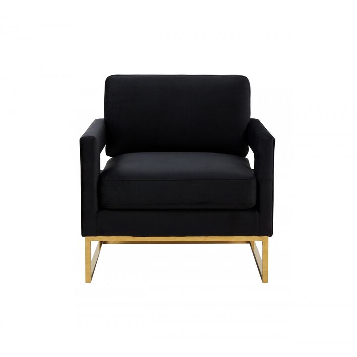 Edna Modern Black Velvet Gold Accent Chair