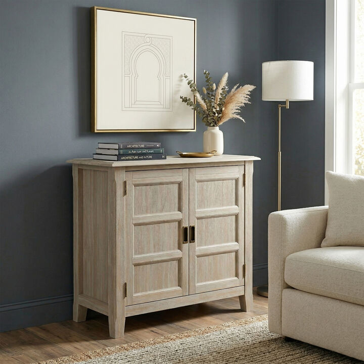 Burlington SOLID WOOD 30 inch Wide Transitional Low Storage Cabinet in Distressed Grey