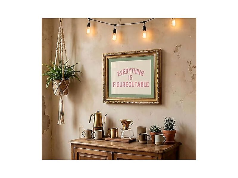 Gold Frame Everything Figureoutable Inspirational Quote Canvas Wall Art Positive image number 2