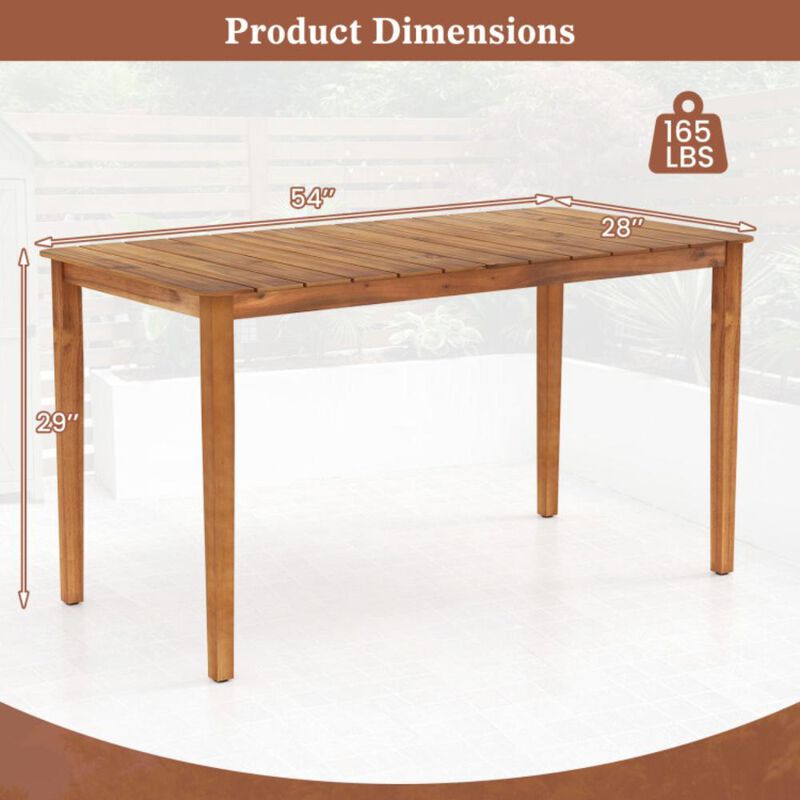 Hivvago Rectangular Outdoor Dining Table Acacia Wood for 4-6 People