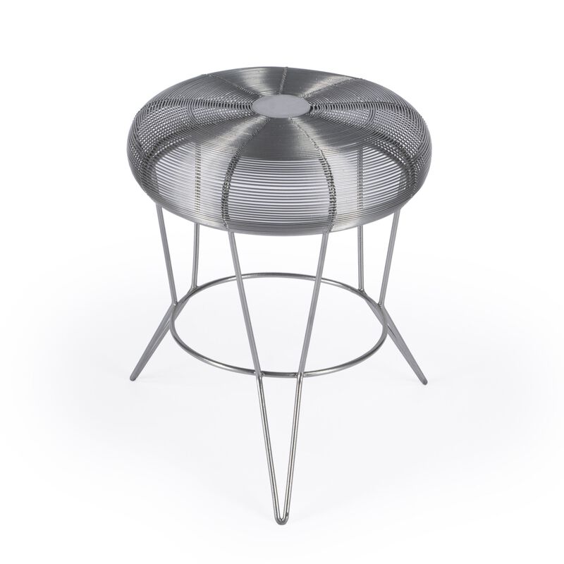 Homezia 18" Silver Wire Round End Table