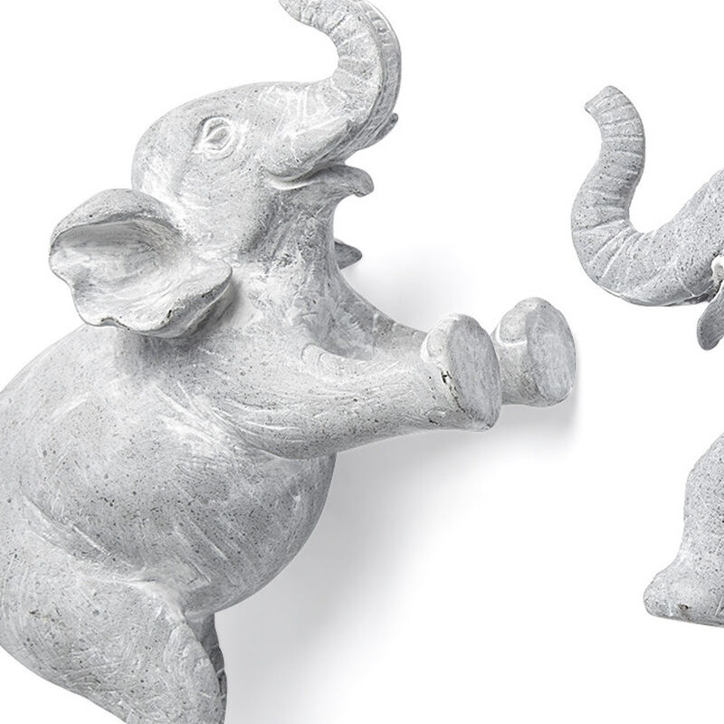 HomeRoots Set of Two Maynard I Gray Elephant Resin Hanging Dimensional Sculpture image number 2