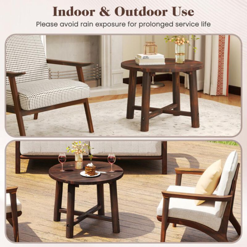 Hivvago Patio End Table with Solid Wood Structure for Garden Deck Poolside and Indoors