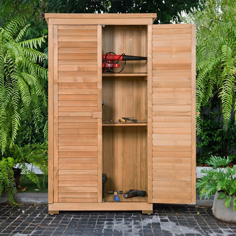 Wooden Garden Storage Shed with Shutter Design for Outdoor Organization
