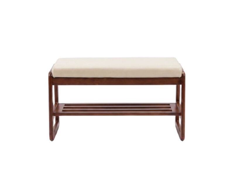 Entryway Wood Shoe Storage Bench 2 Tier Wooden Organizer Cute image number 0
