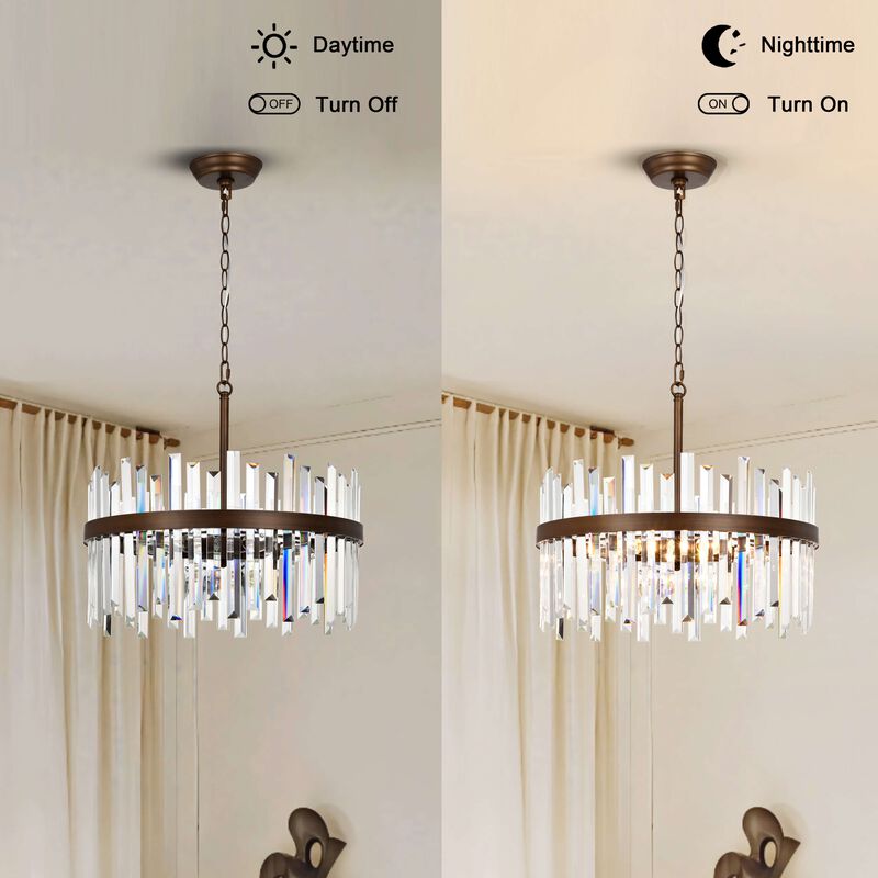 Candela Satin Bronze Finish 5-light Drum Crystal Glass Chandelier image number 4