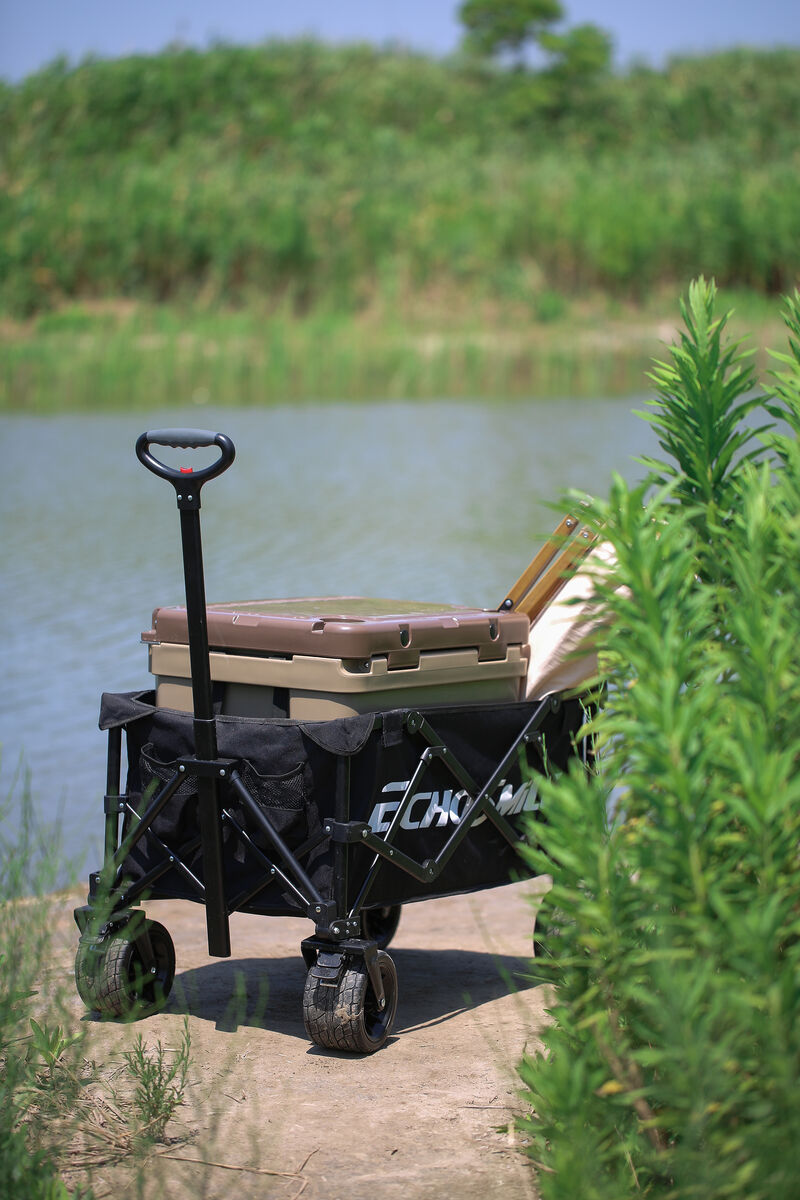 EchoSmile 4.54 cu. ft. Fabric Portable Garden Cart with Adjustable Rolling Wheels in Black