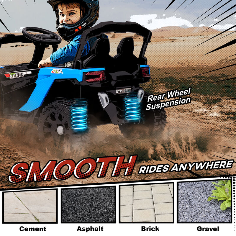BreeBe 12V Kids Ride On Truck, Battery Powered Electric UTV Vehicle with Rear Suspension, Remote Control image number 7