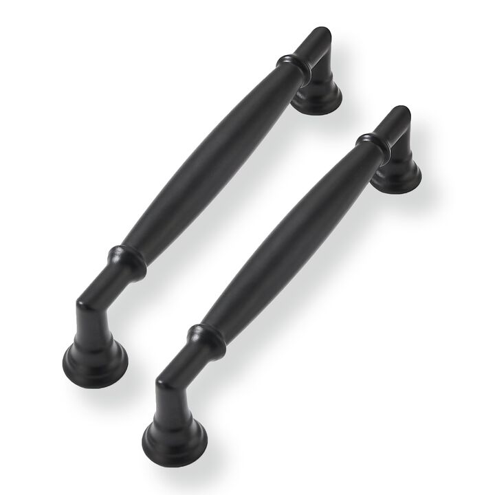 CABDM 2 Pack 5 Inch Hole Center Matte Black Cabinet Pulls Heavy Duty Solid Round Cabinet Pulls Kitchen Cabinet Hardware for Cupb